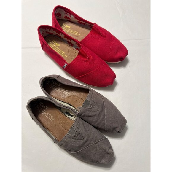 Bundle TOMS Womens Slip-On Flats Red & Khaki Size 7 Canvas - Picture 4 of 13